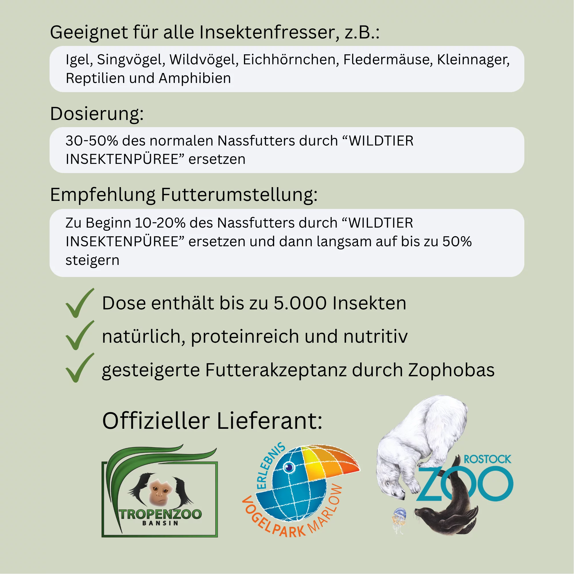 SPENDE Tierfreunde Rhein-Erft e.V. : Wildtier Insektenpüree 400g Dose